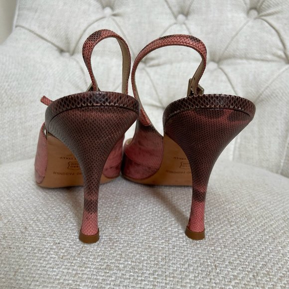 Snakeskin Heels Vintage Leather Pink Stilettos Italian Size 6 36 Luciano Padovan - Picture 7 of 12